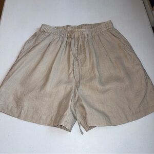 Grae Cove Linen Ladies Khaki‎ High Rise Linen Blend Shorts Size Medium Beige